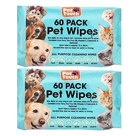 Multi Pack of Pet Grooming Wipes Count Deodorizing & Hypoallergenic Cleaning Wipes for Dogs & Cats All Natural Pet Wipes (120 Wipes)