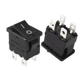Sourcingmap 5Pcs AC 12A/125V 10A/250V DPST 4P 2 Position I/O On Off Button Boat Rocker Switch