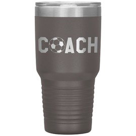 JFWcreations Soccer Coach Tumbler - 30oz Insulated Engraved Stainless Steel Cup Gift (Pewter)
