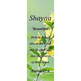 Shayna  "Beautiful"  Keepsake Name Meaning Bookmark with Bible Verse and Tassel