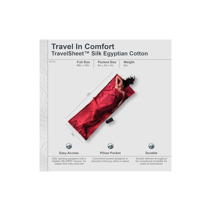 COCOON - Premium - Silk/Egyptian CottonTravelSheet - Monks Red
