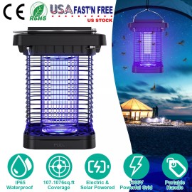 Solar Powered LED Mosquito Fly Bug Insect Zapper Killer Trap Lamp Light Outdoor