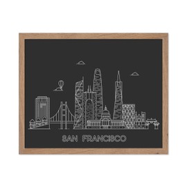 Poster Master San Francisco Poster - Skyline Print - Travel Art - City Art - Line Art - Drawing Art - Sketch Art - Abstract Art - Aesthetic Art - Living Room or Bedroom Decor - 8x10 Beige Framed