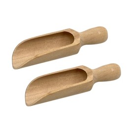 JIHUOO 2 Pcs 140mm Wood Bath Salt Scoop Large Wooden Flour Scoop Big Wooden Scooper Wood Kitchen Scoops Extra Large Coffee Bean Scoop Spice Jars Wood Spoon