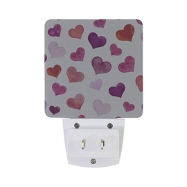 Retro Chic Pink Red Heart Night Light Set of 2 Nightlights Plug-in LED Nightlight Auto Dusk-to-Dawn Sensor Lamp for Bedroom Bathroom Home Decor