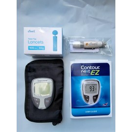 Bayer Contour Next Ez Meter with 30 Gauge 100 count lancets, lancing device and Case