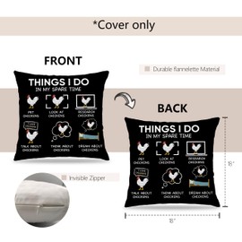 Things I Do in My Spare Time Funny Chicken 18 x 18 Inches Throw Pillow Covers,Bedroom Living Room Girl Room Home Decor,Chicken Farm Girl Ladies Gifts,Chicken Lovers Mom Gifts