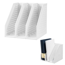 MEISO Foldable Magazine Rack, 3 Compartments Format Organizer Desk Organizer for Office, School, Home (White)