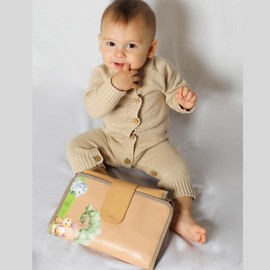 Travel Diaper Changing Pad for Newborns - Diaper Changing Station for Babys and Toddlers with Smart Wipes Pocket – Waterproof and Travel-Friendly Changing Kit - 100% Leather- Eco-Friendly Baby Gift