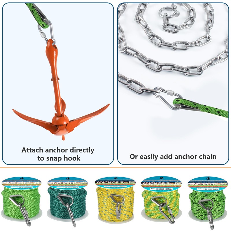 3/8 Inch 50 FT Anchor Rope, Boat Anchor Rope Solid