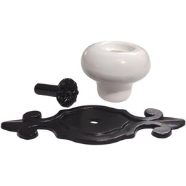 Wannianmu 10 Pack Retro Ceramic Knobs,Vintage Dresser Kitchen Petal Cabinet Pulls Rustic Zinc Alloy Black Base Back Plate Kid Cupboard Wardrobe Drawer Door Handles (White)