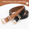 LEACOOLKEY 2 Pack Women Belts for Jeans,Ladies Leather Waist Belt