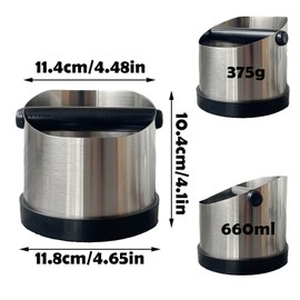 REGODI Coffee Knock Box, 660ml Stainless Steel Shock-Absorbent Durable Barista Style Espresso Knock Box with Removable Knock Bar and Non-Slip Base