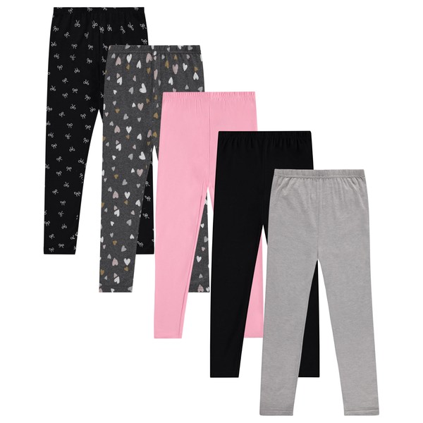 Pink Angel Girls’ 5-Pack Leggings – Soft Cotton Stretch Pants