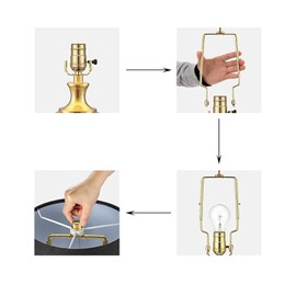 TAODAN 1 Set Heavy Duty Metal Lampshade Stand Floor Lamp Hardware 7/8/9/10 Inch Adjustable Light Harp/Pinnacle/Standard Saddle E14/E26/E27 Threaded Socket