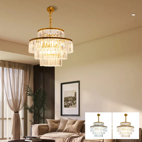 TBvechi Crystal Chandelier Luxury LED Pendant Lamp Ceiling Lighting Fixture