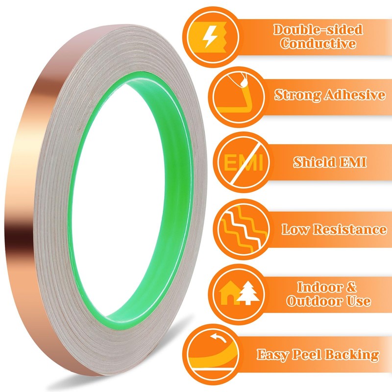 3 Pack Copper Foil Tape (1/2inch X 66 FT) Copper