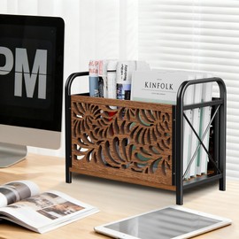 CILXGQLN Magazine Holder, Magazine Rack Floor, Wood Magazine File Holder, Magazine Organizer, Album Storage for Vinyl Records, Farmhouse Magazine Storage Rack for Magazines, Newspapers, Books