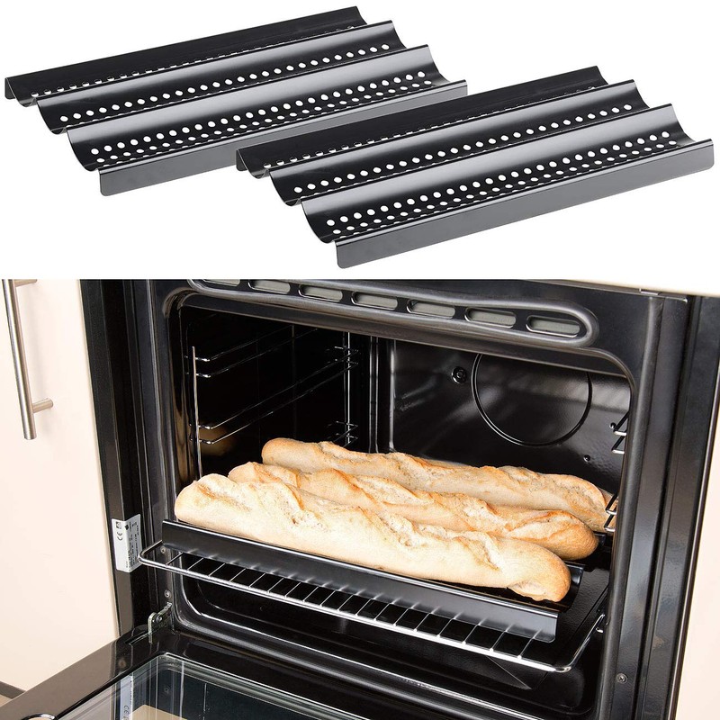 Rosenstein & Söhne Oven Trays: Set of 2 Baguette Baking