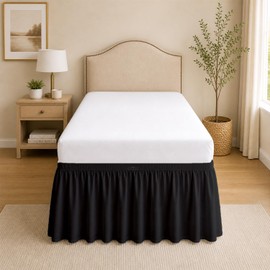 Serie 1000 - Faldas de cama para recámara universitario, tamaño individual XL, extra largas con volantes y esquina dividida, diseño elegante, microfibra cepillada de alta calidad, a medida, fácil