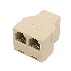 NAC Wire and Cables Telephone 2-Way Phone Coupler Splitter Modular Adapter Ivory Line Cord RJ11 Female PortsSplitterDual Jack Telephone Snap-in Extension Standard Add-On Cord Divider