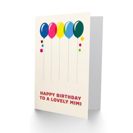 Artery8 Happy Birthday to a Lovely Mimi Colourful Balloons Rainbow Non Binary Gender Neutral Card