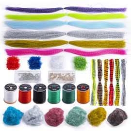 UNYLE Fly Tying Materials Kit, 168Pcs Fly Fishing Tying for Starter Fly Tying Thread Flashabou Hooks Brass Beads Heads Chenille Line Dubbing Rubber Legs Flies Making Supplies