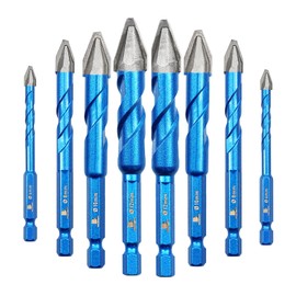 BRSCHNITT Head Eccentric Drill Bit 3/16"*2,1/4"*2,5/16"*2,3/8"*2,1/2"*2- Carbide Tipped Drill bit Masonry Drill Bit Sets for Porcelain Ceramic Tiles Glass Hard Plastic Cement/Granite etc
