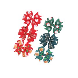 Christmas Hair Bow Clips for Kids Girls Christmas Hair Pin Bowknot Christmas Hair Clips Bow BHC07 (Set-B)