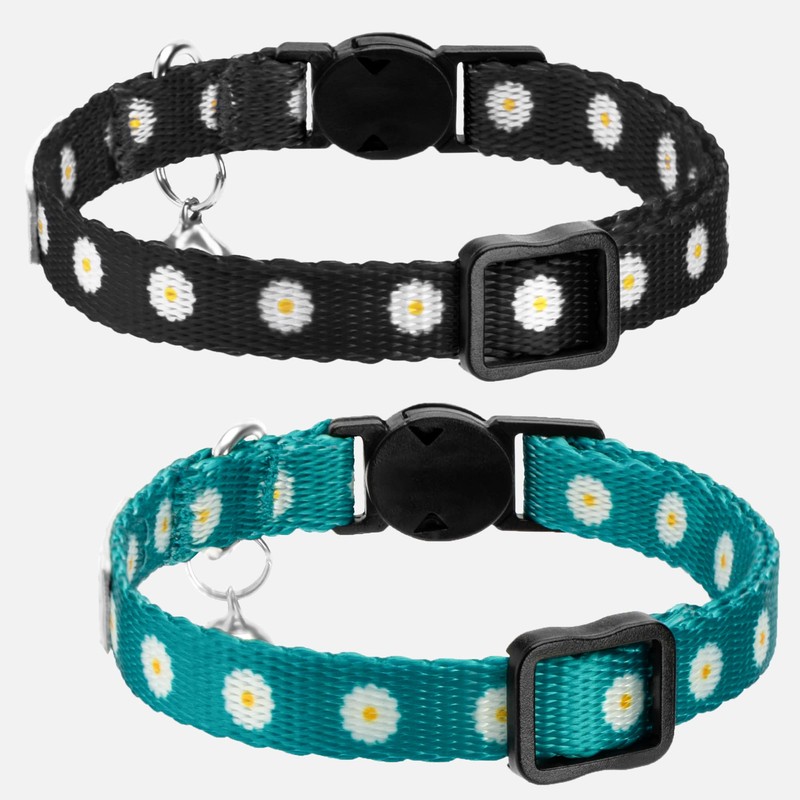 CollarDirect Cat Collar with Bell Floral Pattern 2 Pack Set