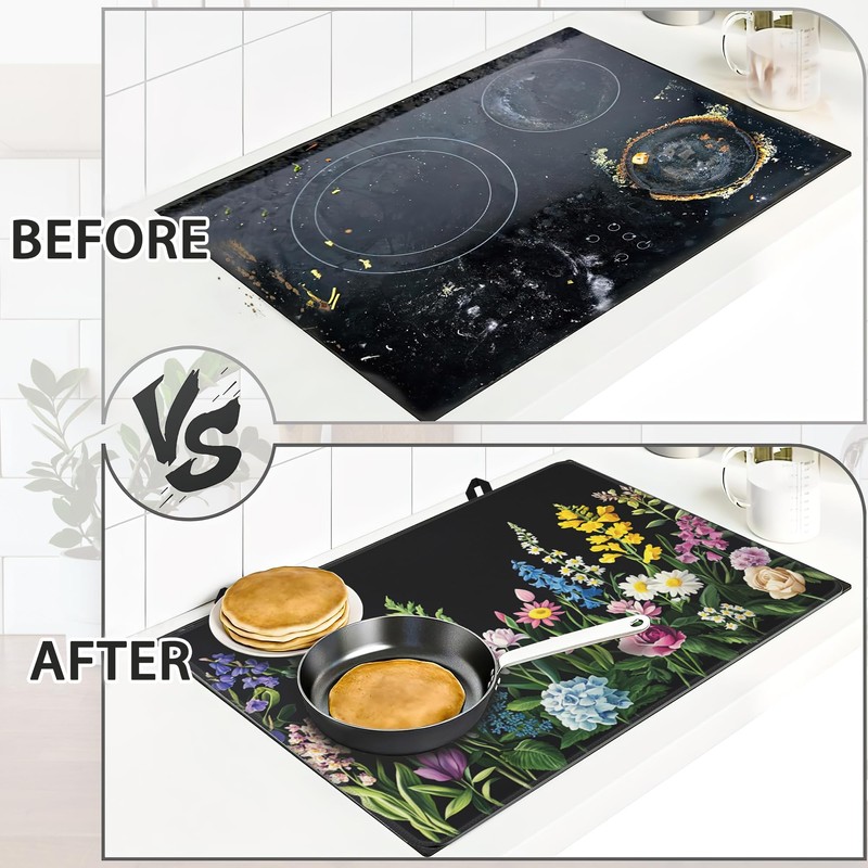 Stove Top Covers for Electric Stove,Herbs and Wilds Flowers Stove