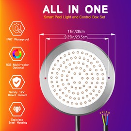 Takomalite Wireless Pool Lights with Remote,316 Stainless Steel Pool Lights for Inground Pool,50Ft Cord LED Pool Light with Remote(Compatible with Pentair Large Niche)