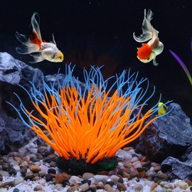 VOCOSTE Soft Silicone Glowing Aquarium Simulation Coral 4.33", Fluorescence Floating Aquatic Artificial Coral for Fish Tank Decoration, Orange