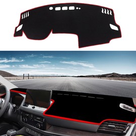 Blazeray Dashboard Cover Mat Pad Carpet Custom Fit for Nissan Rogue 2021-2024 Accessories Anti-Skid Center Console Protector (Red Edge, Polyester)