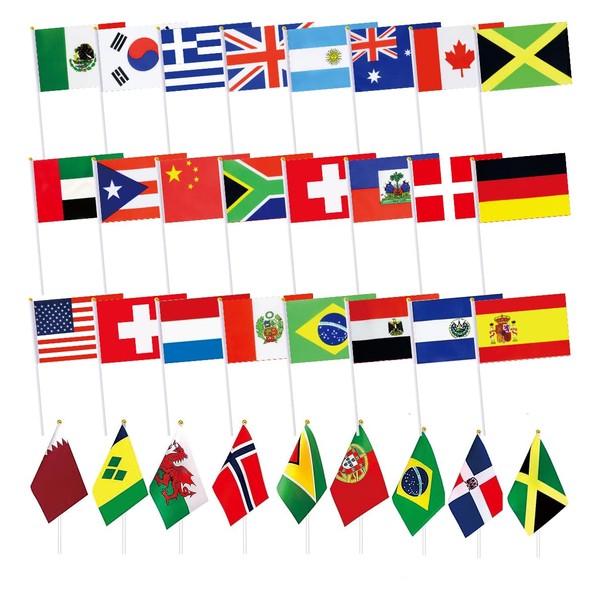 Ckexin 228 Countries Small Stick Flags Mini International World Hand