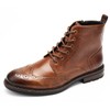 Temeshu Men's Wingtip Oxford Boot Side Zip Ankle Motorcycle Boots