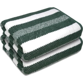 Towelogy® Patterned Extra Large Bath Sheets - 100% Cotton, Ultra Soft, Quick Dry Bath Towel Set - Premium Stripe Bath Towels for Luxurious Comfort and Style - Bath Sheets Set of 2 (Green)