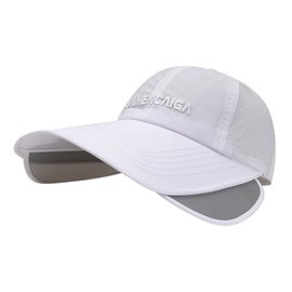Mens Cool Mesh Baseball Cap Retractable Wide Brim Quick Dry Golf Fishing Running Hat Women Ponytail Beach Sun Visor Hat, White, One Size