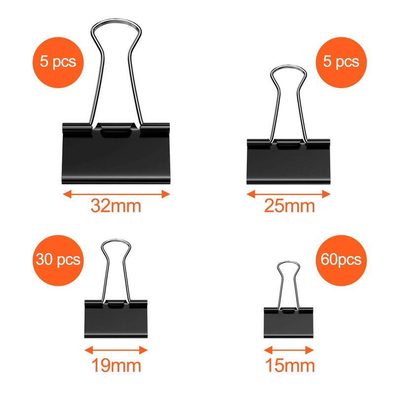Mesybveo Pack of 100 Foldback Clips, 15 mm / 19