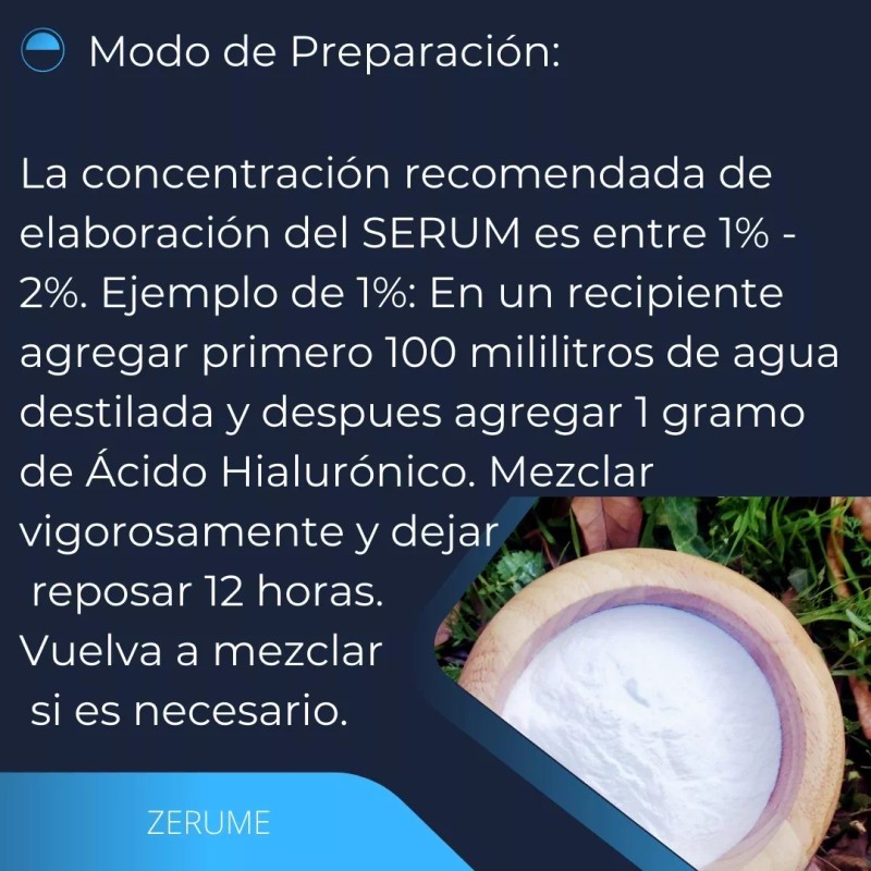 ZERUME NATURAL SERUMS Ácido Hialurónico 20gr En Polvo Para 2