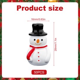 50pcs Mini Resin Snowman, Miniature Christmas Snowman with Hat Mini Snowman Figures Tiny Small Snowman Figurines Mini Christmas Ornaments for Micro Landscape Home Garden Decor Decoration (Style 2)