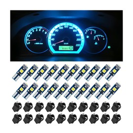 Bittwee T5 LED Lights for Car Dashboard, 20 Pcs 3030-3SMD LED Bulb with Twist Lock Socket, Super Bright Light Bulb for Instrument Cluster Panel Gauge Indicator