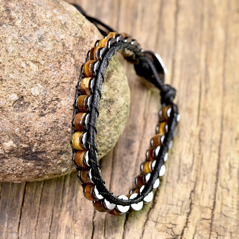 Natural Tiger Eye Hematite Beads Healing Chakra Bangle Handmade Crystal