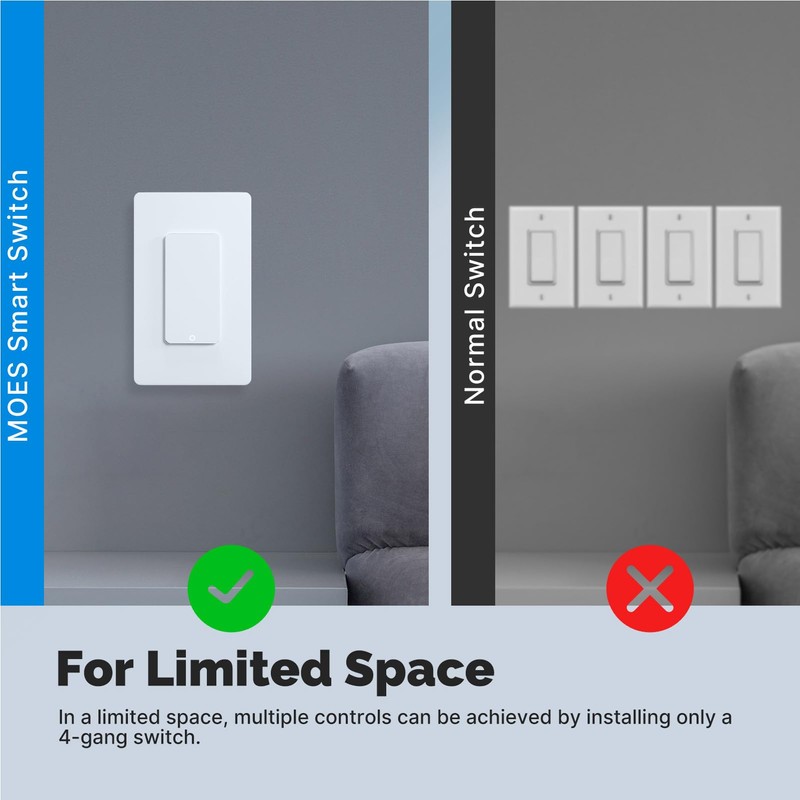 Swokely Matter WiFi Smart Light Switches, Netural Wire Required, 2.4GHz