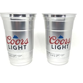Coors Light Metal Aluminum 22 Ounce Cups - Set of 2