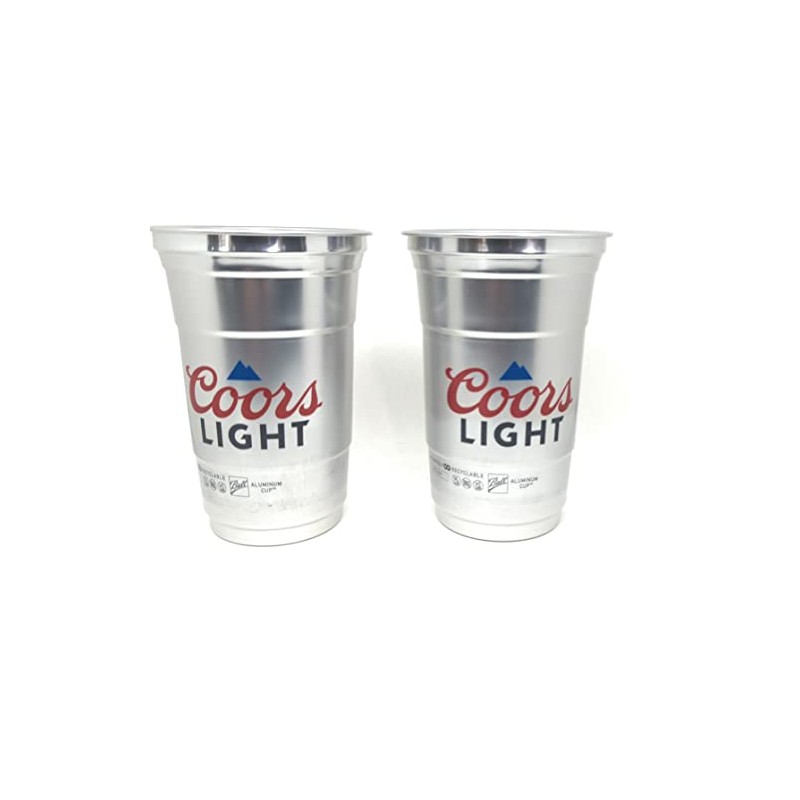 Coors Light Metal Aluminum 22 Ounce Cups - Set of