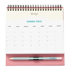Mr. Wonderful 2025 Desk Calendar with Pocket to Enjoy Your Happy Moments - Includes 1 Pad of Sticky Notes