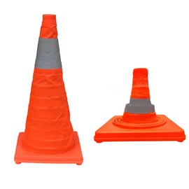TOPROAD 28'' inch Collapsible Traffic Safety Cones, 2 Pack Multi Purpose Orange Cones, Parking Cones with Reflective Collars for Road Parking, Driving Practice
