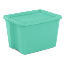 Unbranded Sterilite 18 Gallon Tote, Plastic Storage Bin with Snap-on Lid, Teal