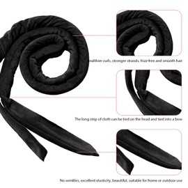 Heatless Curls Band, Curls Without Heat, Overnight Curls, Hair Band Curls Overnight, with Large Hair Clips and Scrunchies, for Medium Long Hair (Black)